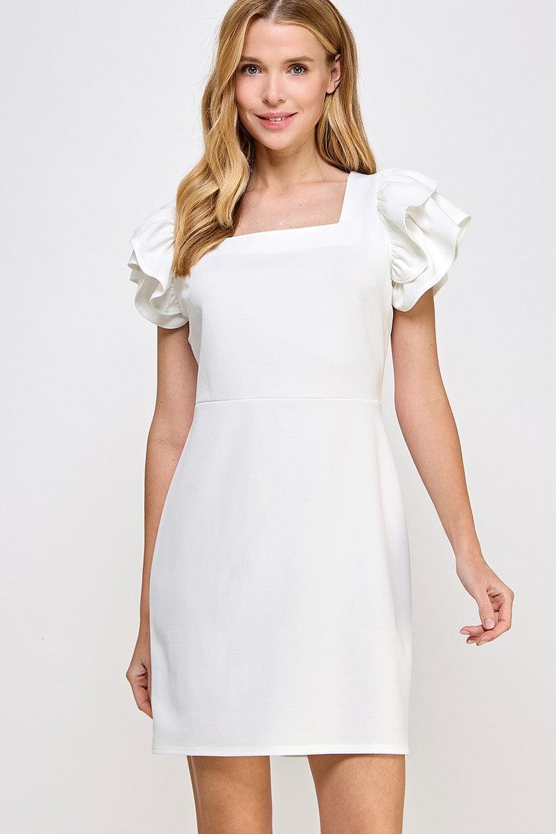 Solid square neckline dress - Doodlations Coffee Bar & Boutique