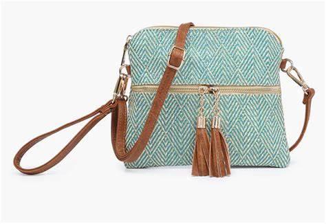 TARA ARROWHEAD CROSSBODY / WRISTLET PURSE - TEAL/TAN - Doodlations Coffee Bar & Boutique