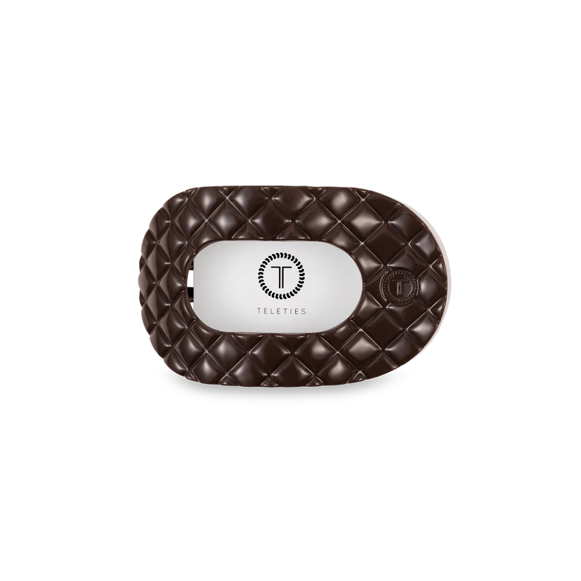 Flat Round Truly Taupe Quilted Hair Clip - Medium