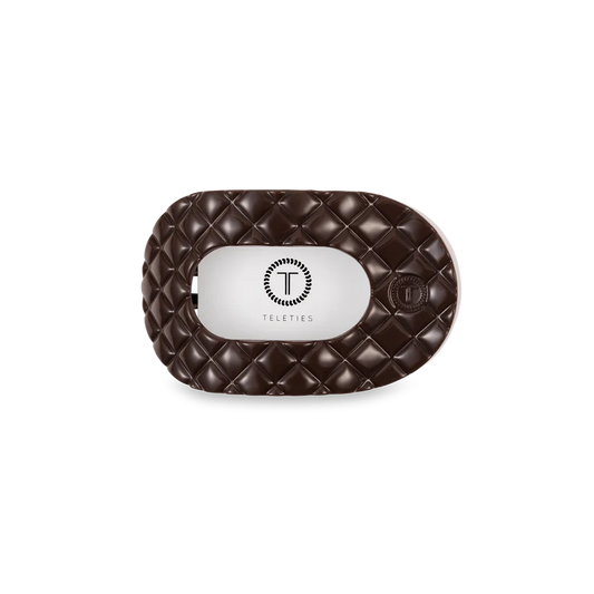 Flat Round Truly Taupe Quilted Hair Clip - Medium