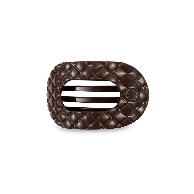 Flat Round Truly Taupe Quilted Hair Clip - Medium
