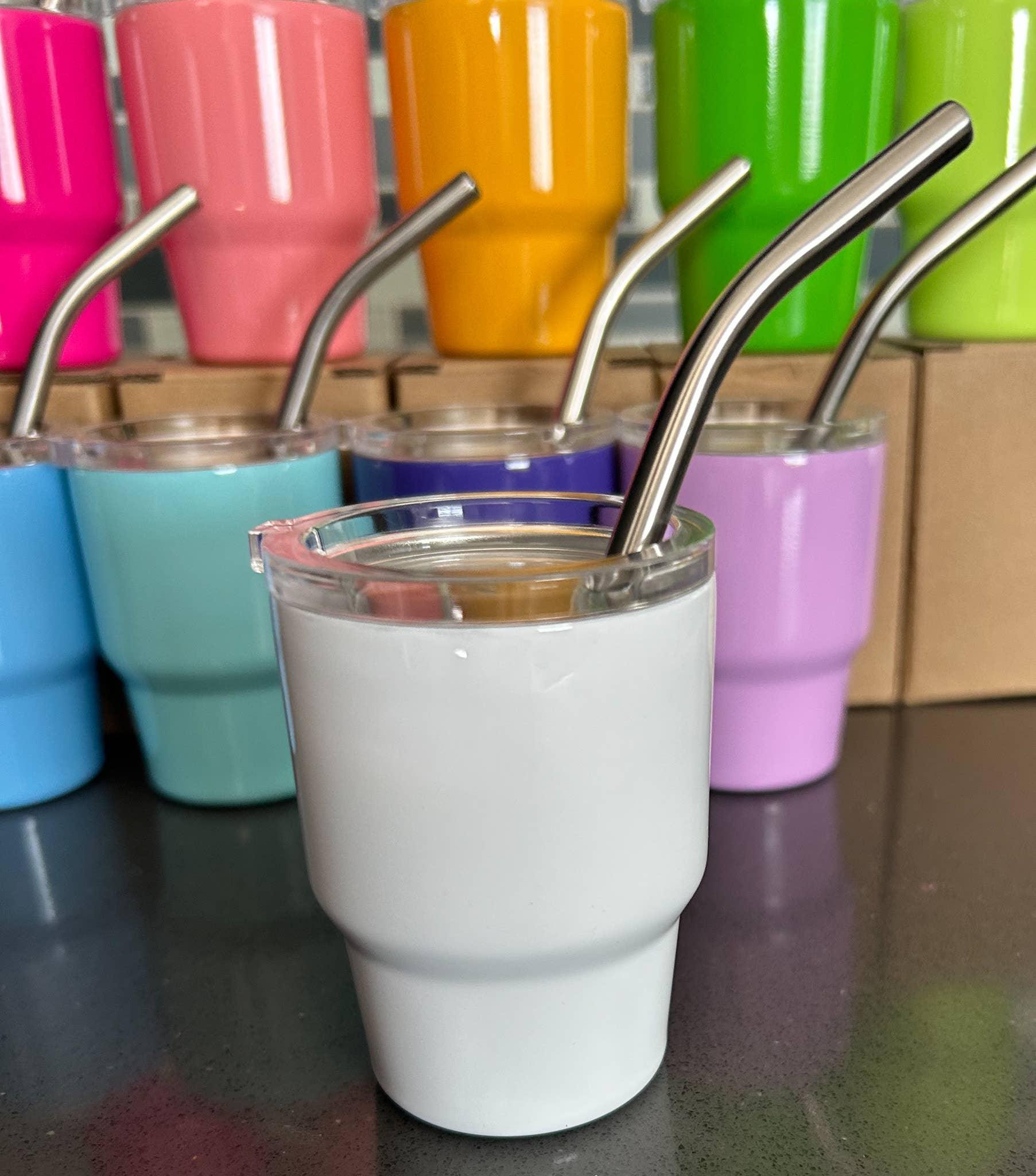 Tumbler Shot Glass with Metal Straw and Lid - Doodlations Coffee Bar & Boutique