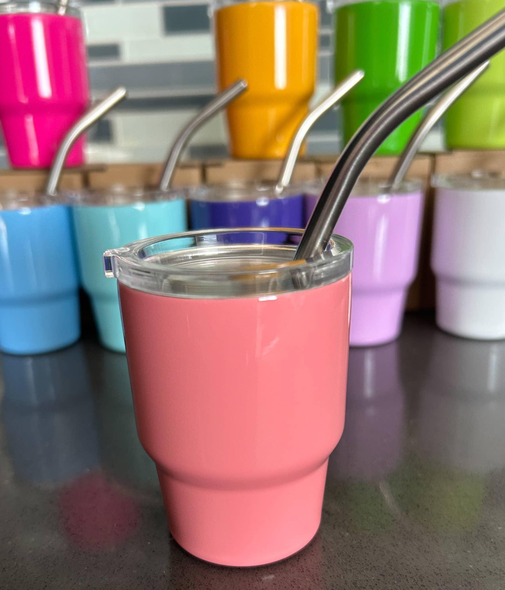 Tumbler Shot Glass with Metal Straw and Lid - Doodlations Coffee Bar & Boutique