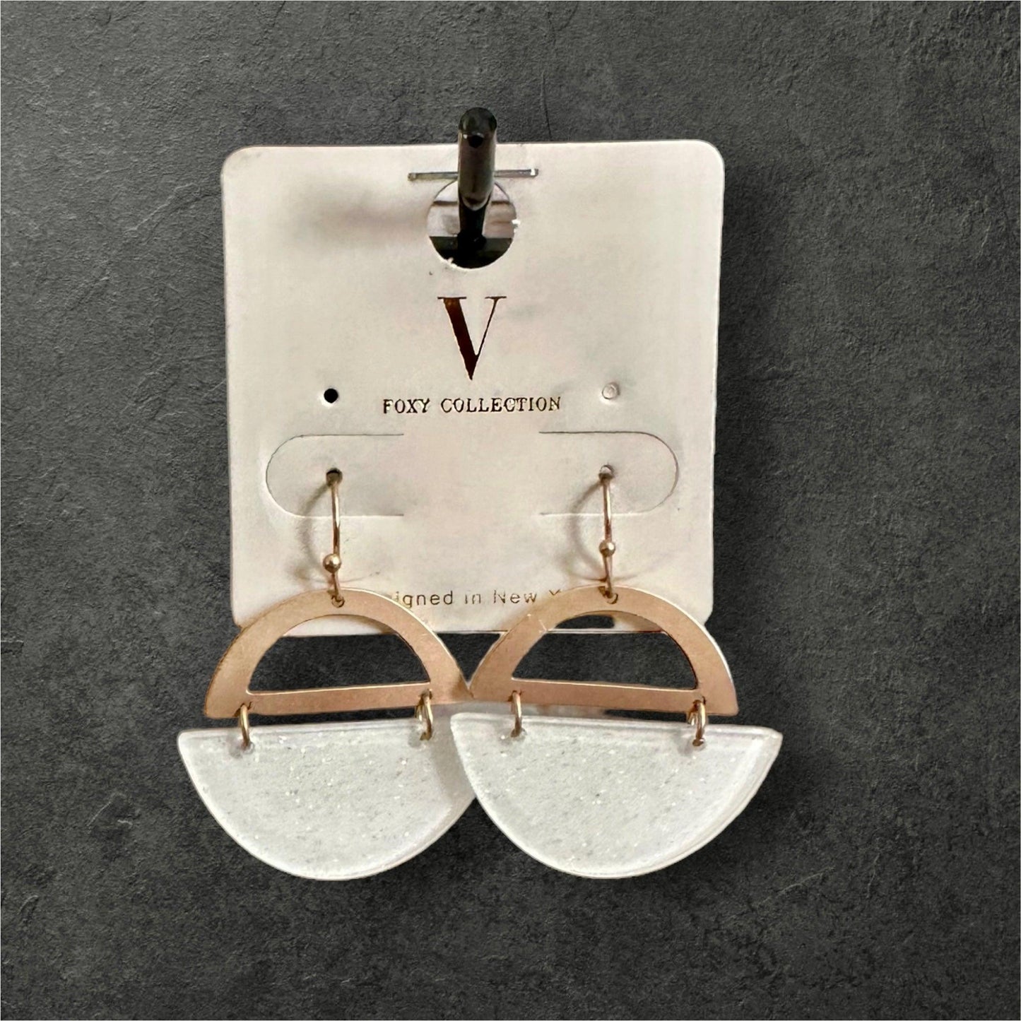 White Glitter With Gold Tone Earrings - Doodlations Coffee Bar & Boutique