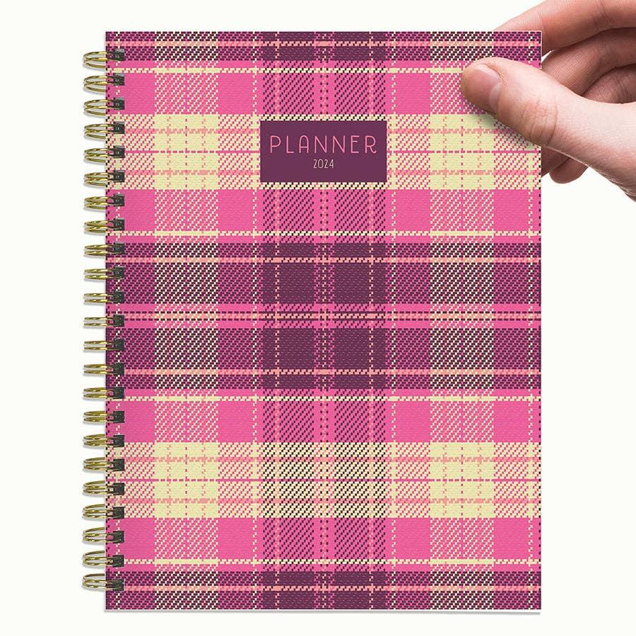 2024 Preppy in Pink Medium Weekly Monthly Planner - Doodlations Coffee Bar & Boutique