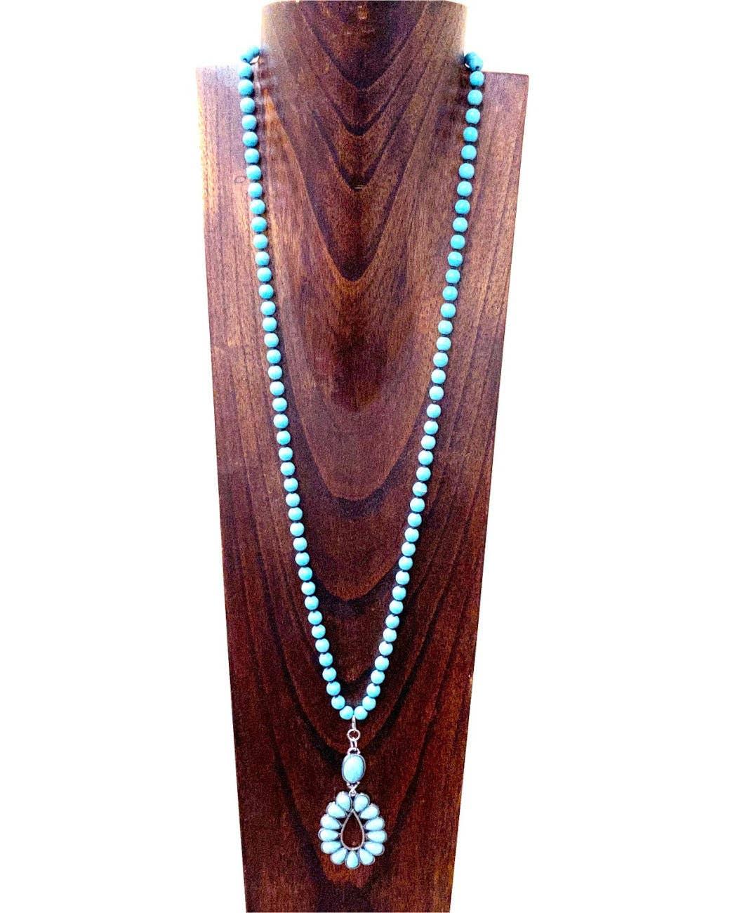 Blue Turquoise Pendent Necklace - Doodlations Coffee Bar & Boutique