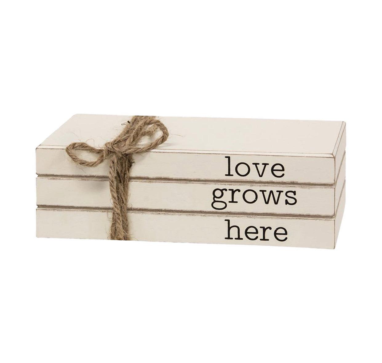 Love Grows Here Stacked Books - Doodlations Coffee Bar & Boutique