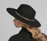 Maddy Rancher Wide Brim Hat with Chain Band - Doodlations Coffee Bar & Boutique