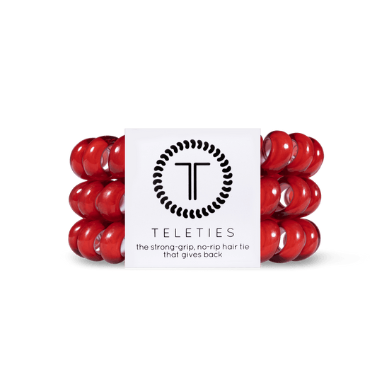 Scarlet Red - Large Spiral Hair Coils, Hair Ties, 3-pack - Doodlations Coffee Bar & Boutique